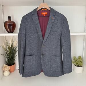 Tallia Sport Gray Leopard Print Knit Sport Coat Jacket Blazer Size S